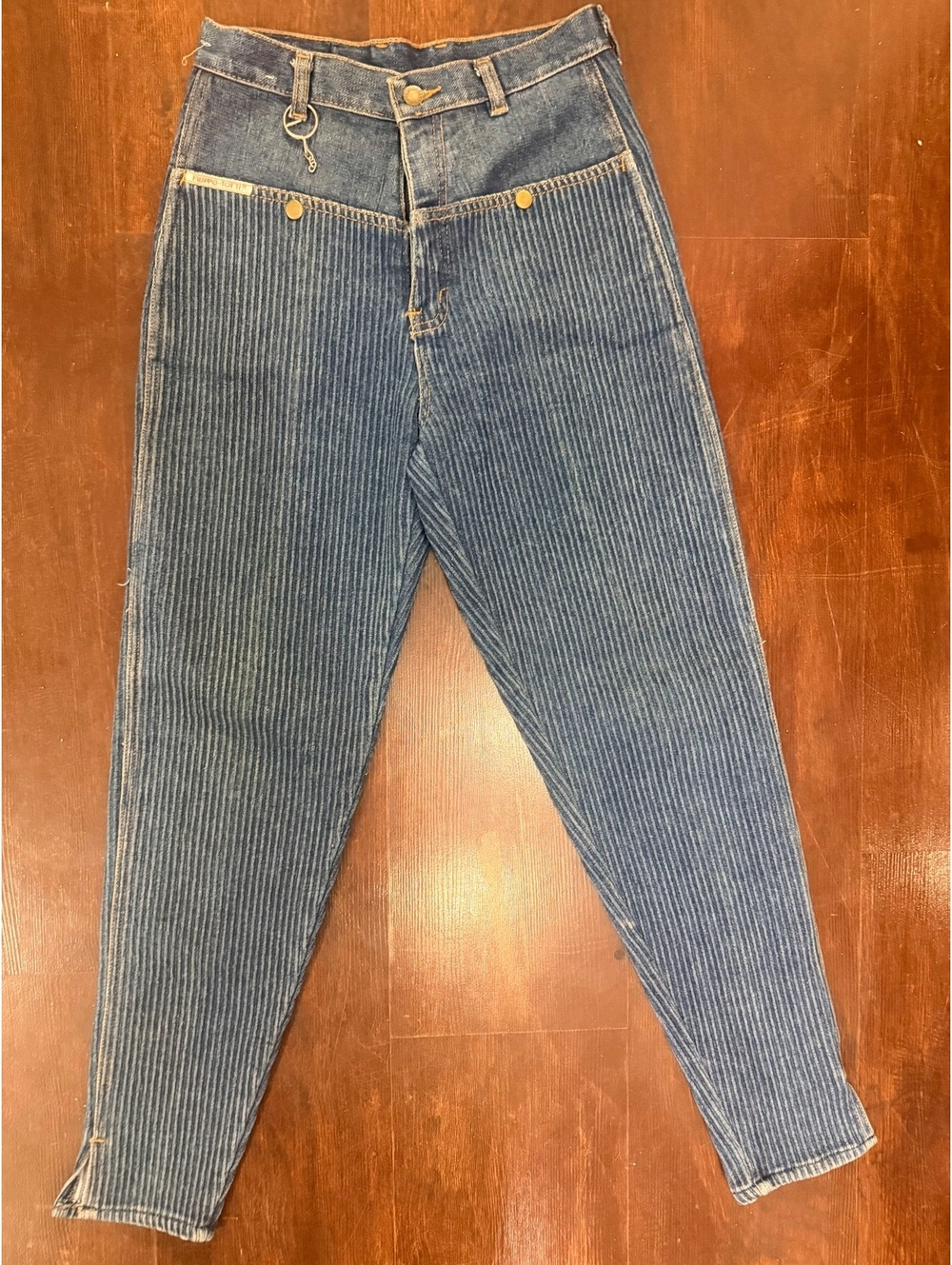 Vintage Filippo Totti Striped Denim High Rise Mom Jeans No Back Pockets Sz 7/8